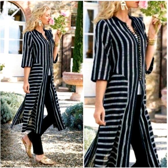 Soft Surroundings Dresses & Skirts - Soft Surroundings Black 100% Cotton Moroccan Cardigan Topper Duster Cover Up 868